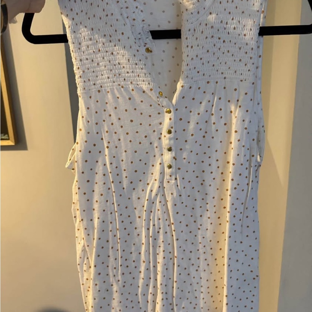 Maurices White and Gold Polka Dot Blouse